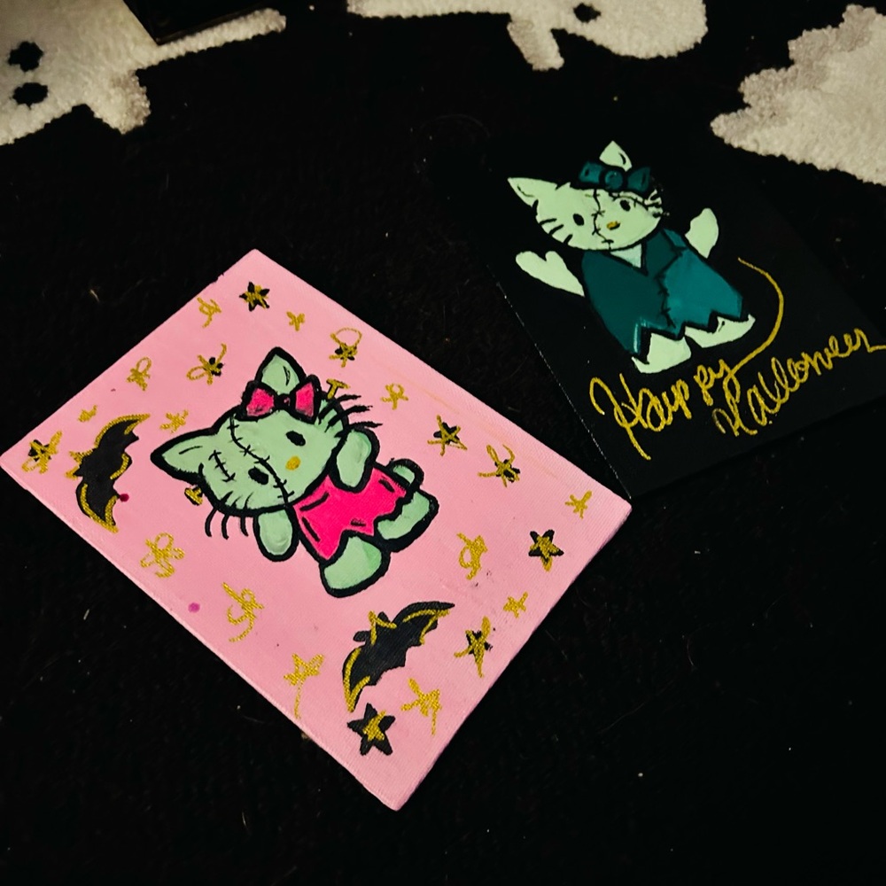 Hello Kitty Halloween Frankenstein Paintings